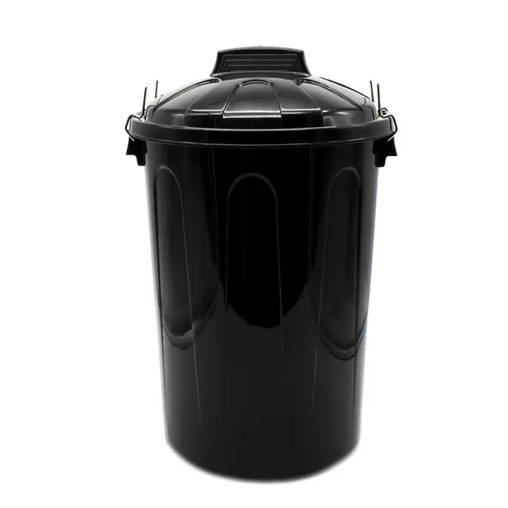 CABLEPELADO Cubo de Basura con tapa, Cubo basura Industrial, Cubo basura Plástico con asas metálicas, Contenedor residuos, 55 cm alto x 44 cm Diámetro superior, Capacidad 51 Litros, Negro - 1