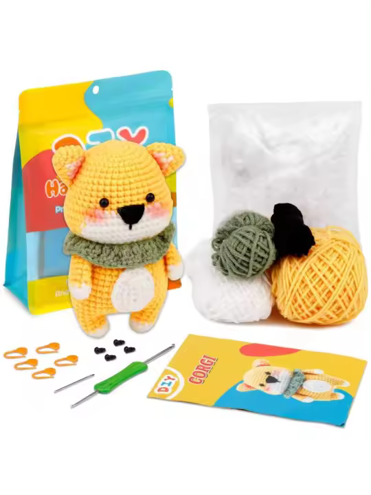 Kit De Inicio Para Crochet Fenrry Con Peluches De Perro Y Agujas De Tejer Herramienta De Manualidades Para Principiantes - 1