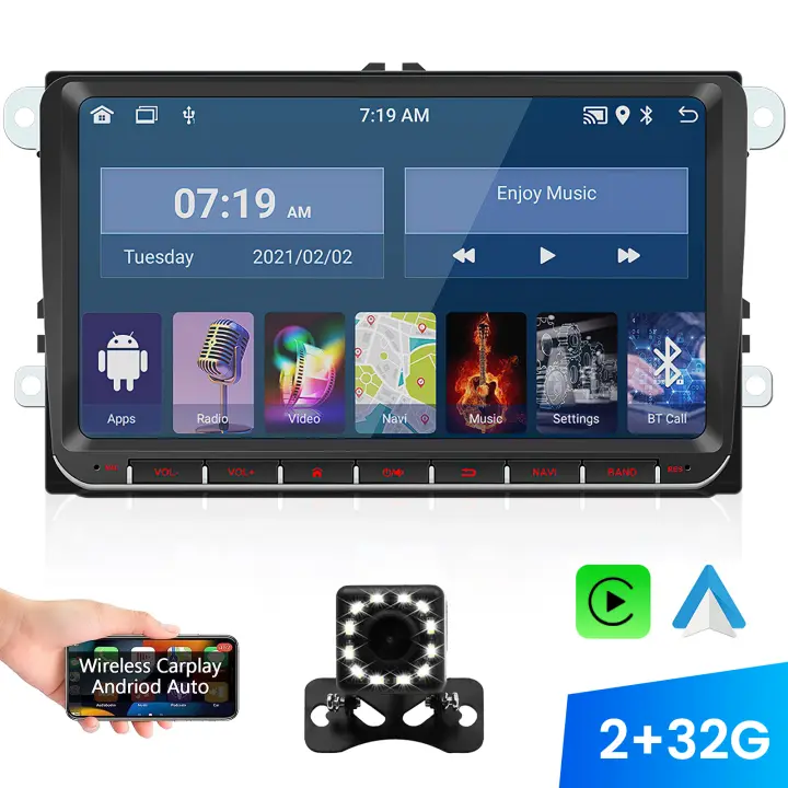 Radio con GPS para coche, dispositivo con Android 10, 9 pulgadas, WiFi, BT, WiFi, pantalla dividida, unidad principal, FM, para VW Passat 6, 7 CC, Polo, GOLF 5, 6, Touran, T5, Doble din - 1