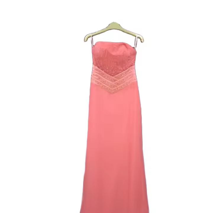Sin marca Vestido de fiesta rosa, con adorno de pedrería, en la zona del corpiño, con escote en forma de corazón - 1