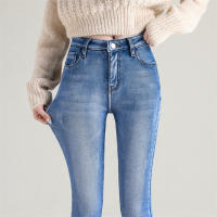 Jeans Térmicos Para Mujer Invierno Nieve Cálido Grueso Vaqueros Delgados Con Felpa Estilo Retro Azul Pantalones Largos Casual - details 11