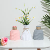 Vaso De Flores Antiglase Moderno Y Simplicidad En Rattan-like De Plástico Para Decoración Del Hogar En Colores Blanco Negro Rosa Gris - details 4