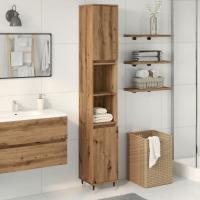 vidaXL Armario de baño madera de ingeniería envejecida 30x30x190 cm en color Madera antigua/Roble Sonoma/Gris hormigón y más | almacenamiento funcional diseño moderno para baño dormitorio sala - details 3