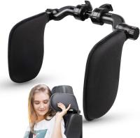 Retractable Headrest, Car Seat Side Headrest Car Headrest, Leather Headrest, Car Seat Side Headrest for Adults Children, Retractable Car Headrest Black - details 1