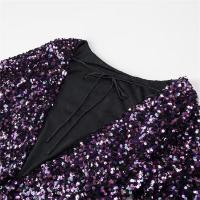 Vestido Corto De Mujer PB&ZA Primavera 2024 Elegante Y Versátil Con Decoración De Lentejuelas Cuello Redondo Espalda Abierta Estilo Casual - details 5