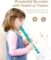 ERS-21GSB Flauta dulce soprano para principiantes y niños, instrumento en clave de Do, ABS, 3 piezas con kit de limpieza, reposapulgar, funda de algodón, tabla de digitación, azul cielo - details 1