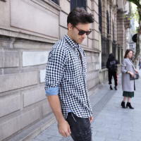 Nueva camisa de manga larga para hombre de talla grande a cuadros informal sin hierro tendencia de camisa de primavera y otoño - details 4