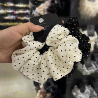 Accesorios De Pelo Coreanos Con Polka Dots Negro Y Blanco Granadilla Banda Elástica De Satén Para Coletas Estilo Adulto - details 0