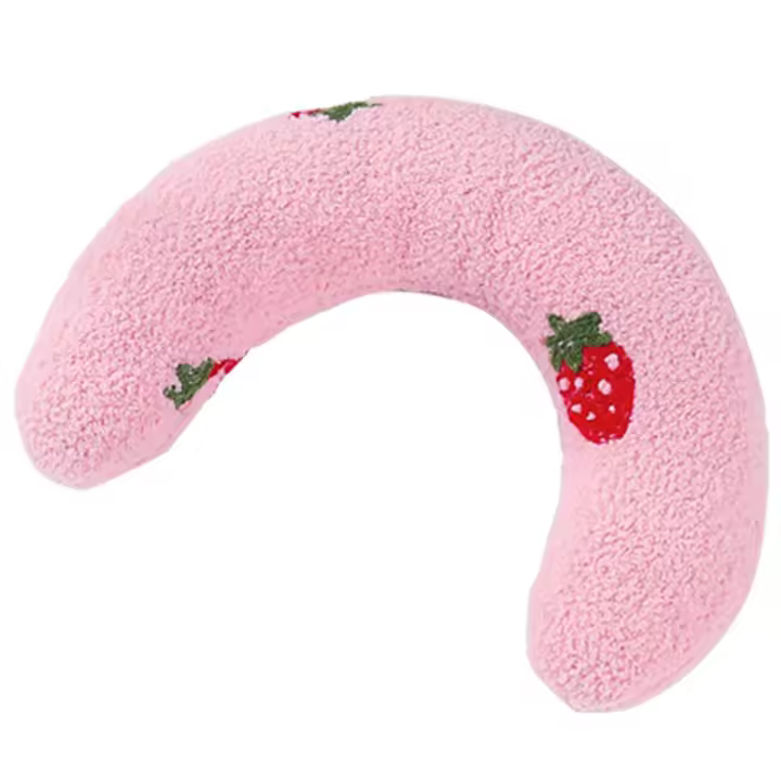 Almohada pequeña para gatos, Protector de cuello para cachorros de sueño profundo, reposacabezas en forma de U para gatos de interior, Rosa - 1
