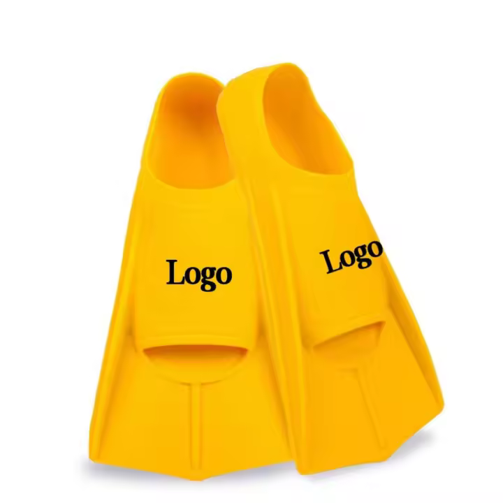 Aletas de natación de pato amarillo pequeño para niños adultos, braza libre, aletas cortas de silicona, equipo de buceo profesional - 1