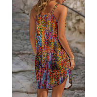 Vestido De Verano Para Mujer Sin Mangas Estampado Casual Longitud De Rodilla Vestido De Playa Ropa De Mujer Polyester Spandex - details 5
