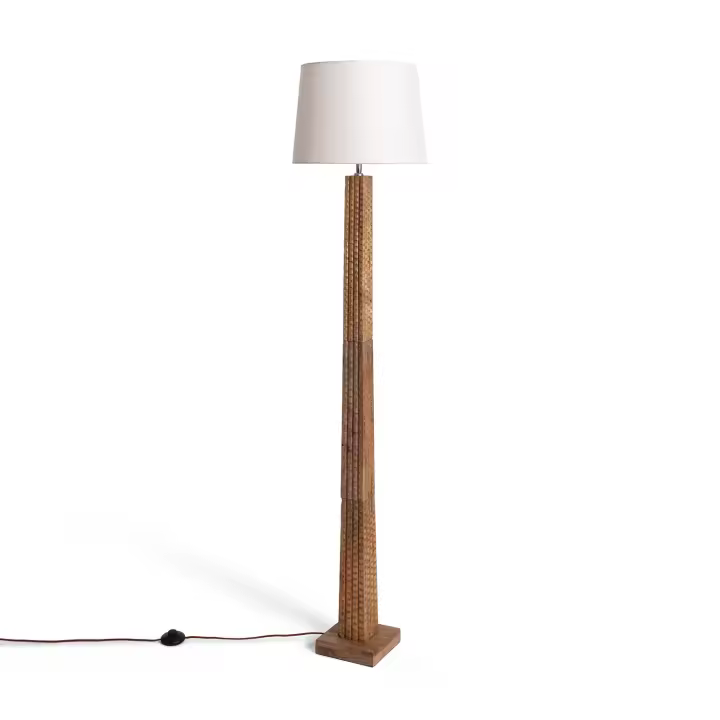 Ledkia Lámpara de Pie Madera Kyathi ILUZZIA Blanco - 1