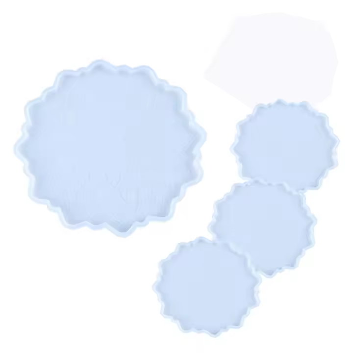 Molde de Resina de Epoxy de Cristal 4Pcs Floral Bandeja de Taza de Silicona para Decoración del Hogar Artesanías DIY - 1