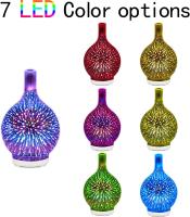 Difusor de aceites Esenciales de aromaterapia, mini difusor de aromaterapia 3D de 100 ml, humidificador de Luz Nocturna, Fuegos Artificiales de Vidrio, Luz LED de Oficina de 7 Colores - details 3