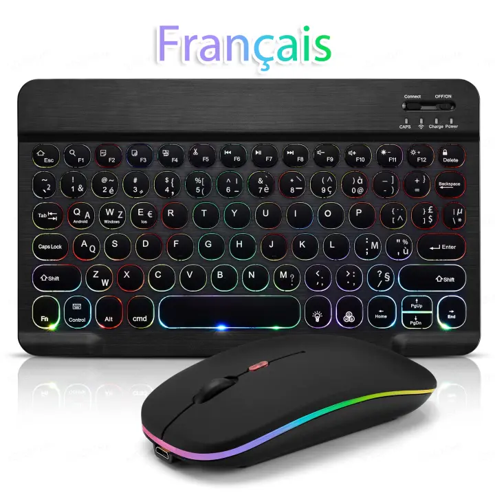 Teclado Inalámbrico Bluetooth Para iPad Air pro Mini 11/10/9 Pulgadas Compatible Con Xiaomi Samsung Huawei Tableta Con Ratón Incluido - 1
