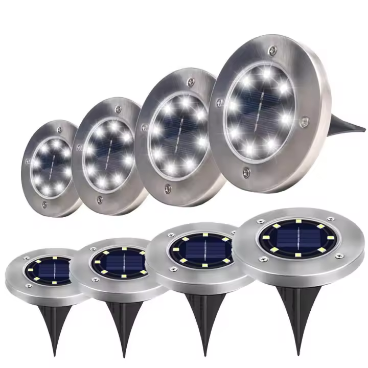 Outdoor solar lights, 8 garden lights, 8LED solar stainless steel underground lights - 1