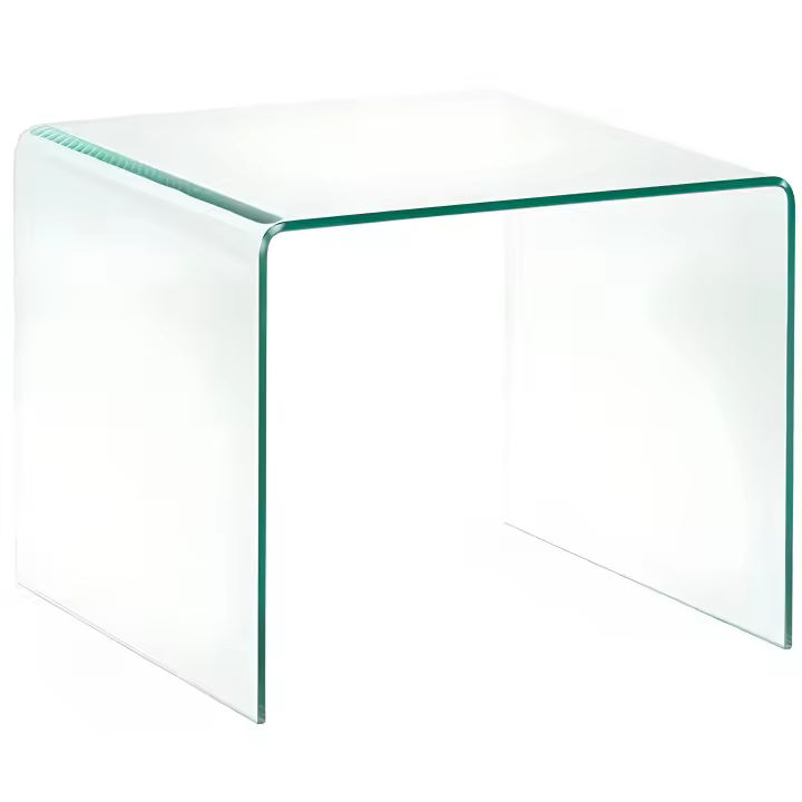 Mesa Auxiliar De Cristal Curvado - 60 x 60 cm - DECOLUNAHOME - 1