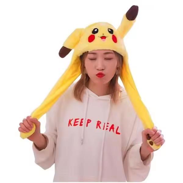 Divertido sombrero de peluche Pikachu, oído movimiento salto, Cosplay - 1
