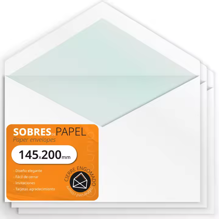 Sobres Papel, Sobres de Papel Blanco con Solapa de Pico, Sobres para Invitaciones y Cartas, Sobres de Papel para Tarjetas Regalo, Cumpleaños, Boda o Comunión - Ofituria (145x200mm, 100 uds) - 1