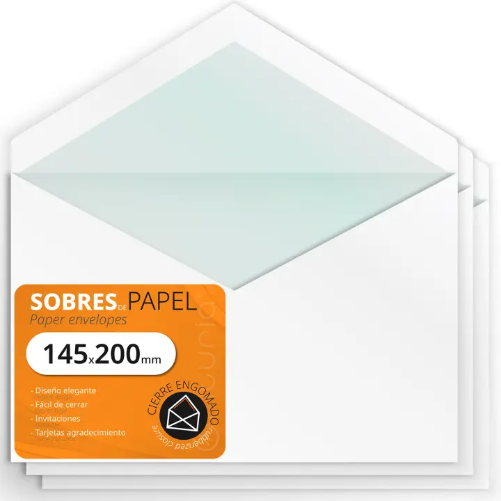 Sobres Papel, Sobres de Papel Blanco con Solapa de Pico, Sobres para Invitaciones y Cartas, Sobres de Papel para Tarjetas Regalo, Cumpleaños, Boda o Comunión - Ofituria (145x200mm, 100 uds) - 1