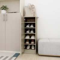 vidaXL Mueble Zapatero Contrachapada 32x35x92 cm Armario Pasillo Banco Color Blanco,  Blanco brillante,  Gris hormigón - details 4