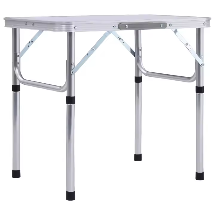 vidaXL Mesa de camping plegable aluminio blanco 60x45 cm - 1