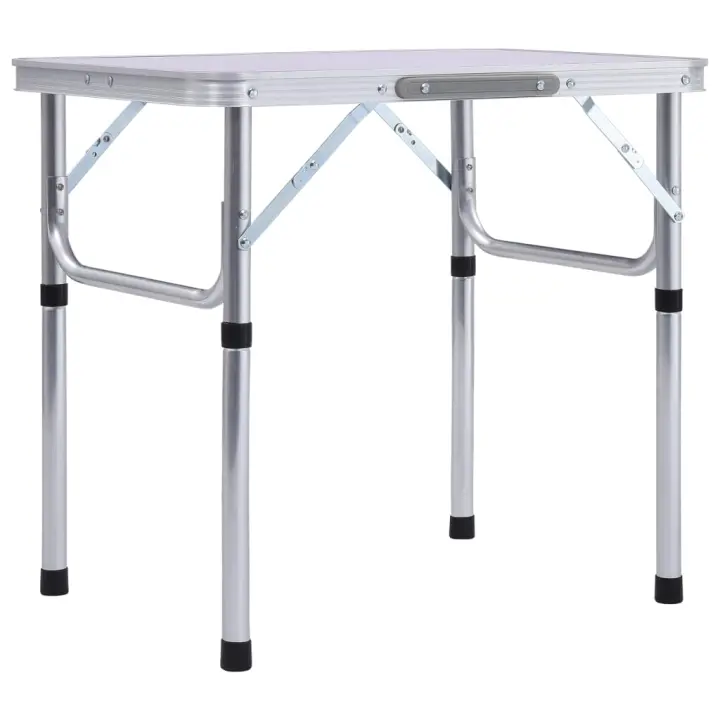 vidaXL Mesa de camping plegable aluminio blanco 60x45 cm - 1