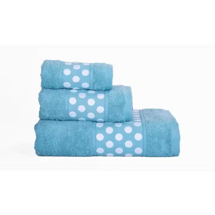 YUMO HOUSE  - Juego de toallas topos, 100% Algodón,450 gramos, 3 piezas, Extra suave, Medidas Tocador:30x50cms Lavabo: 50x90cms Baño: 90x130cms. - 1