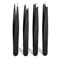 Set De 4 Pinzas Para Cejas De Acero Inoxidable Colores Variados Portátiles Para Pelar Barba Y Cejas Herramienta De Aseo Personal - details 10