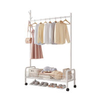 LUTODY - Perchero de pie burro metálico con ruedas, Zapatero, Cesto de almacenamiento para ropa, Zapatos, Bolsos y accesorios - Multifuncional para salón, dormitorio, sala de estar, recibidor y entrada - details 2