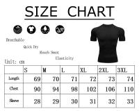 Camiseta De Compresión Para Hombre Quick-Drying Transpirable Con Mangas Cortas Estampada Elasticidad Para Fitness Gimnasio Running Y Deportes Tallas S-3XL - details 0