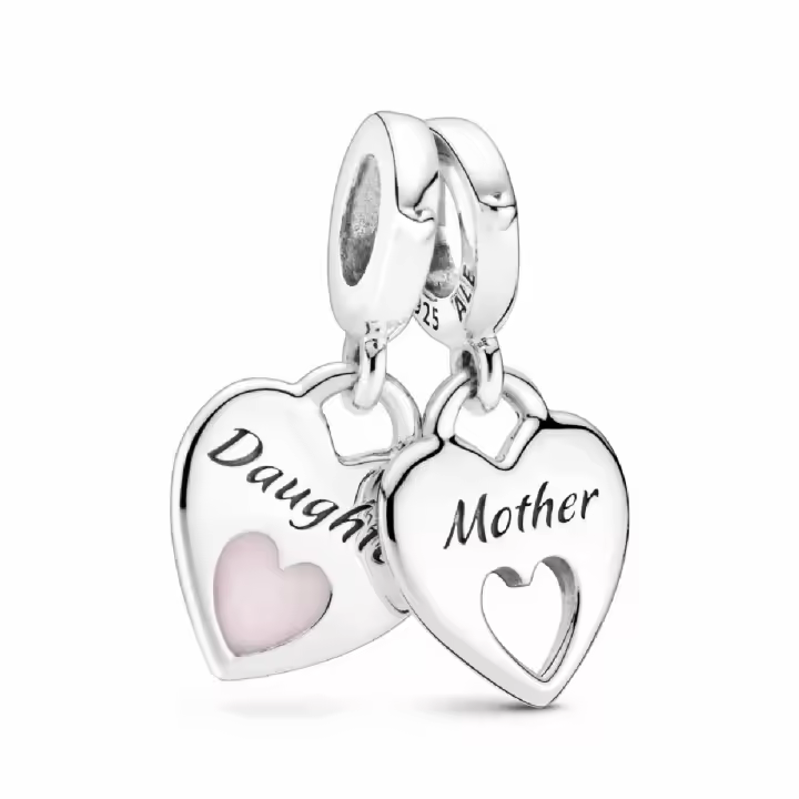 Charm Colgante Pandora Corazón Doble Madre e Hija - 1