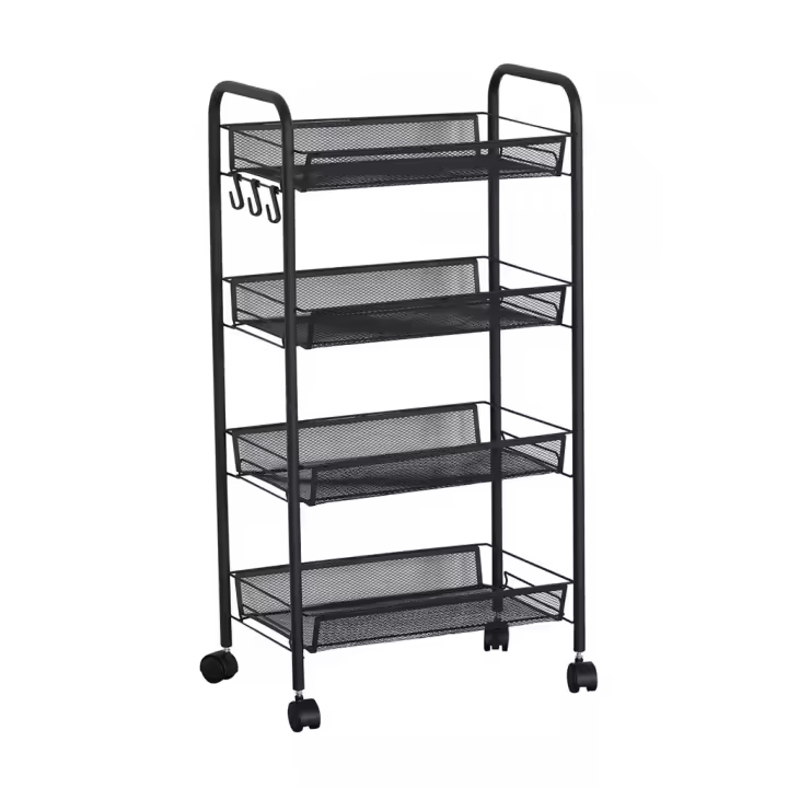 ORION91 Carrito Multiusos Ruedas Verdulero Color Negro 4 Estantes Cocina 85 x 44 cm -SpazioLuzio - 1