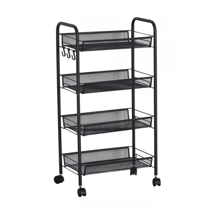 ORION91 Carrito Multiusos Ruedas Verdulero Color Negro 4 Estantes Cocina 85 x 44 cm -SpazioLuzio - 1