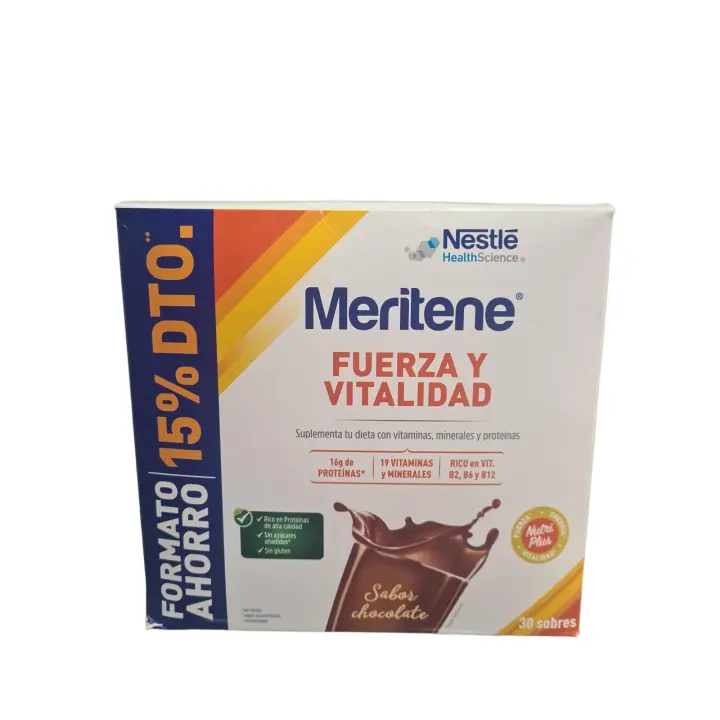 Meritene® FUERZA Y VITALIDAD - Pack Ahorro 30 Sobres Sabor Chocolate - 1