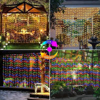 Luces De Cadena LED Para Cortinas Exterior Solar Jardín Pavilion Ventana Decoración De Fiesta De Boda De Navidad De Ramadán Luz Colgante De Vacaciones - details 7