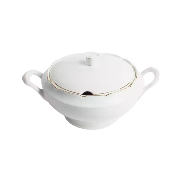 Crc Sopera de Porcelana Blanca con Filo de Oro | Sena CRC Menaje Mesa - 1