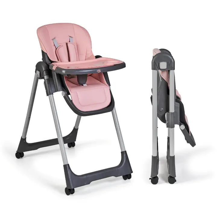 Ms - Trona Para Bebe Evolutiva Tasty - 7 Posiciones De Altura y 3 De Reclinación- Bandeja Extraíble y Reposapiés Regulable - Portatil, Plegable, Hasta 3 años - Gris Claro - 1