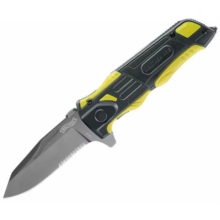 Navaja de Aventura Rescate WALTHER PRO Amarilla, incluye funda - 1