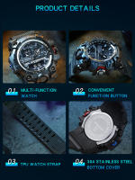 Reloj Deportivo De Moda SANDA 3133 Para Hombres Resistente Al Choque Y Al Agua 50M Reloj De Pulsera Cuarzo Militar Digital Con Pantalla LED Y Chronógrafo - details 19