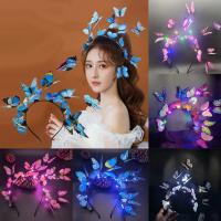 Diadema De Mariposa Bohemia Con Luz LED Brillante Para Fiesta Boda Navidad Colorida Accesorio De Cabello Para Eventos Especiales - details 0