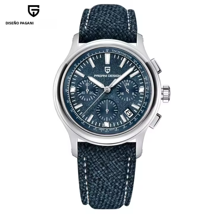 Reloj De Pulsera De Cuarzo PAGANI DESIGN 2024 Estilo Militar 40MM Para Hombre Cronógrafo Acero Inoxidable Cristal De Zafiro Resistente Al Agua VK63 Deportivo - 1