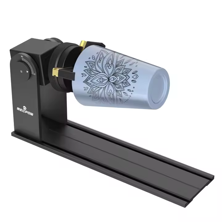 Mecpow G5 Rodillo Giratorio Láser Con Tres Pinzas De Ángulo Ajustable Para Objetos De Formas Múltiples, Compatible Con Casi Todas Las Máquinas De Grabado Láser, Viene Con Soporte De Altura - 1