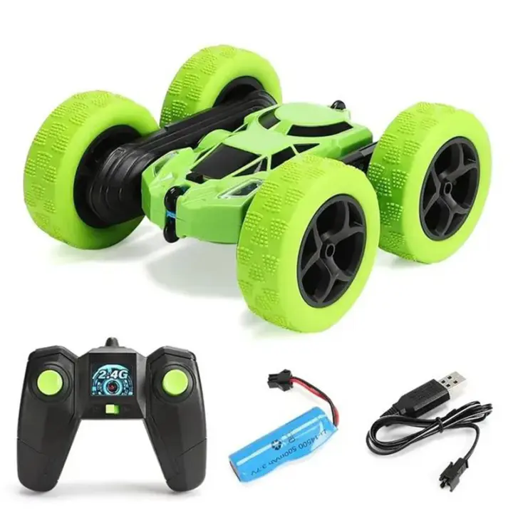 Coche De Control Remoto Sin Cables Con Doble Cara Y Luces Que Gira 360 Grados Coche De Acrobacia Remoto Para Niños - 1