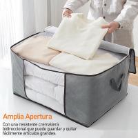 BLOOM STORE-Pack 3 Bolsa de Almacenamiento  Gran Capacidad con la Cremallera Robusta y Asa Reforzada, Organizador de Transpirable Para Edredones, Mantas,Ropa de Cama-Gris - details 0