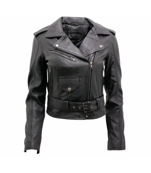 Chaqueta De Piel Napa mujer biker Brando retro Clásica Negro Infinity MB124 INFINITY - 1