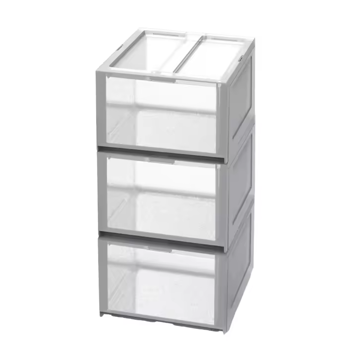 Tontarelli Mueble de Almacenaje MODULAR con 3 Cajones Altos y 2 Organizadores - Transparente - 1