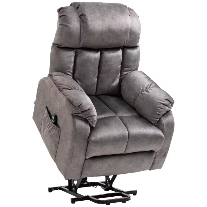 HOMCOM Sillón Relax Levanta Personas Eléctrico Silla Elevadora Eléctrica con Reposapiés 2 Bolsillos Laterales Mando a Distancia y Reclinación Eléctrica hasta 135° Gris - 1