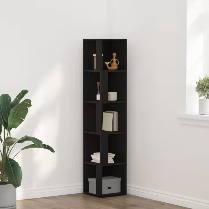 Gabinete Esquinero vidaXL Negro Roble 33x33x164,5 cm Madera - 1