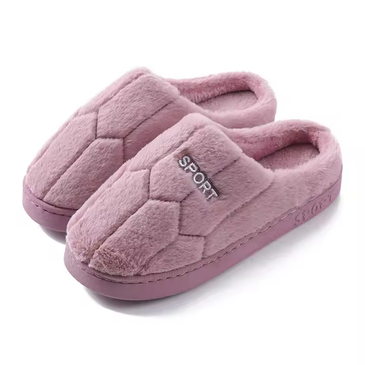 Chinelos De Invierno Para Hombres Y Mujeres Suela Gruesa No-Slip Comodidad Interior Couplés Algodón Suave Talla Real - 1